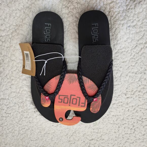 Brand NEW FLOJOS Women's Harper Flip-Flop, Black Sandals Womens size 8 - Picture 3 of 4